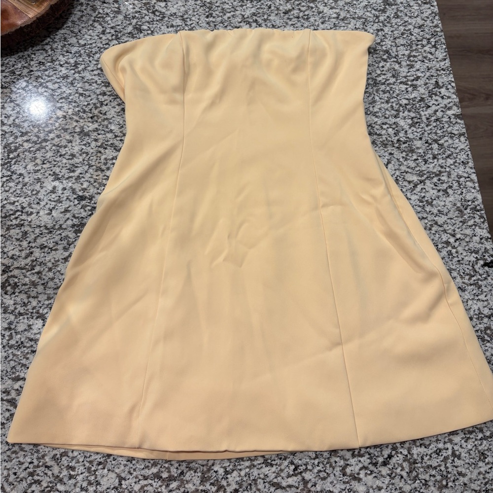Peppermayo Strapless Mini Dress in Yellow